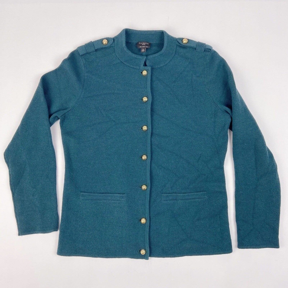 Talbots Merino Wool Button Up Gold Button Jacket … - image 2